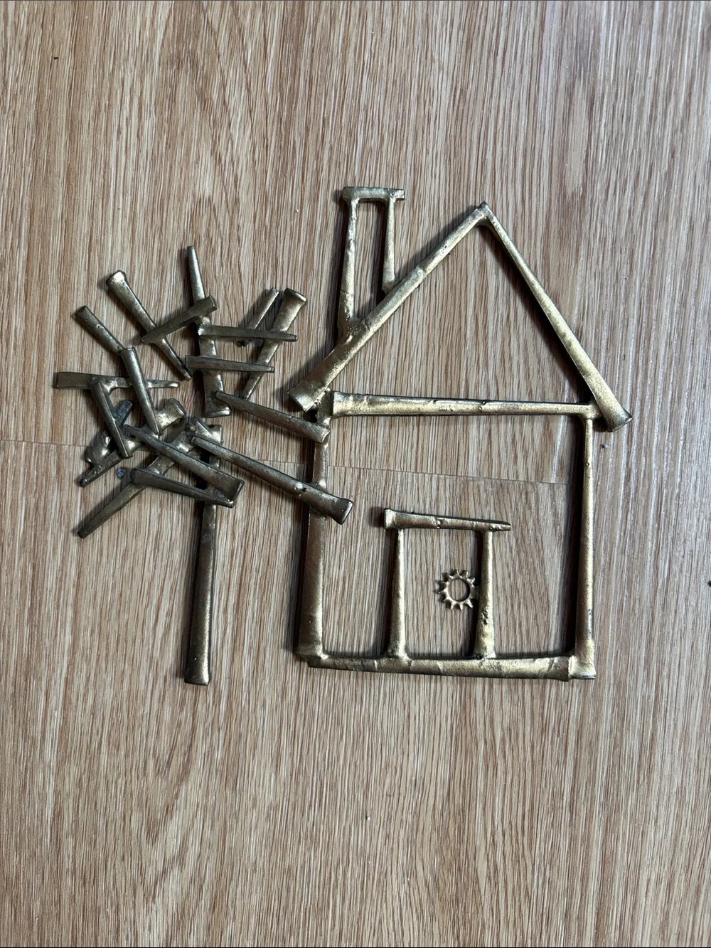 Brass-Tone House & Tree Wall Decor